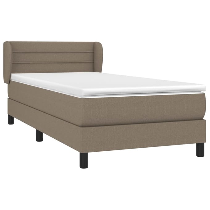 vidaXL - Boxspring - met - matras - stof - taupe - 80x200 - cm