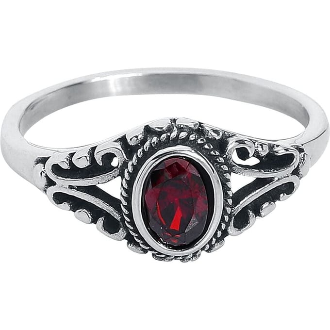 etNox - Gothic Ring - Ruby - voor Vrouwen - zilverkleurig