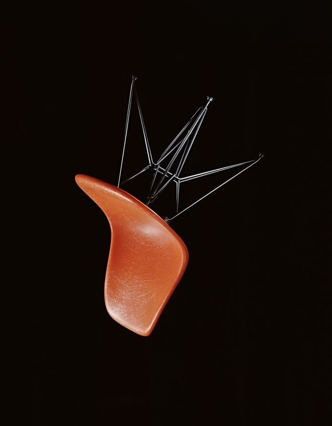 Vitra - Eames Fiberglass Side Chair DSR - Red Orange - basic dark gepoedercoat - oranje