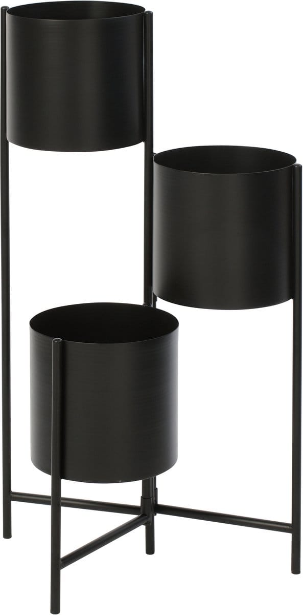 J-Line bloempot 3 Pots - ijzer - zwart