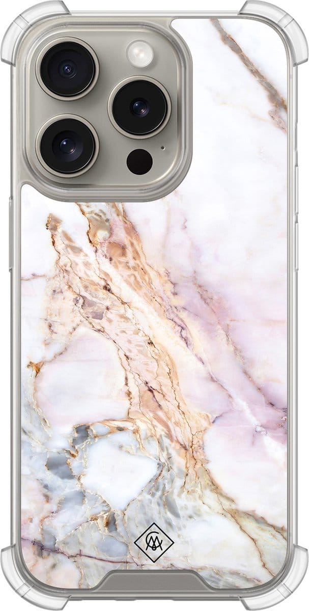 Casimoda® hoesje - Geschikt voor iPhone 15 Pro - Parelmoer Marmer - Shockproof case - Extra sterk - TPU/acryl - Multi, Transparant