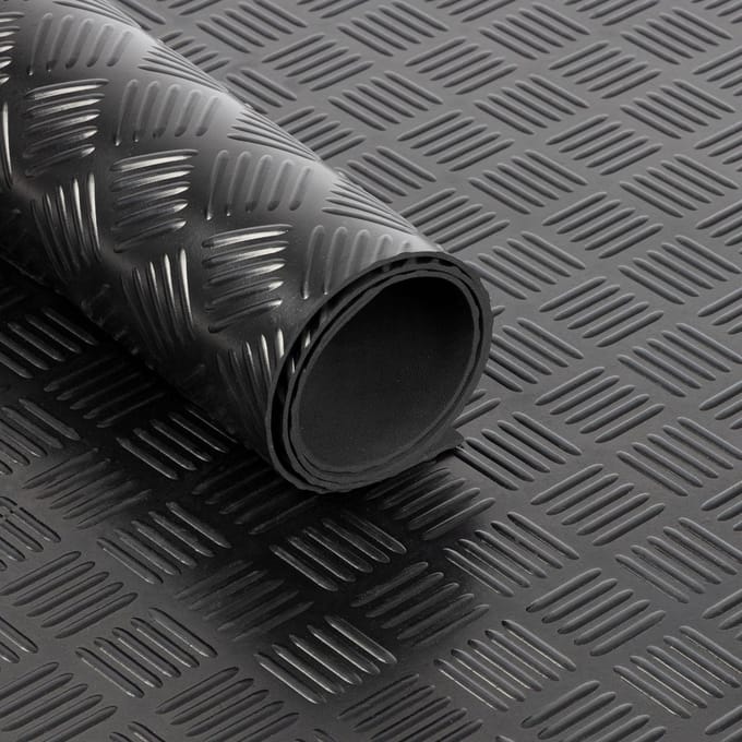 FLOORDIREKT Rubber loper - Rubbermat - Karo - 3 mm - 100 x 450 cm