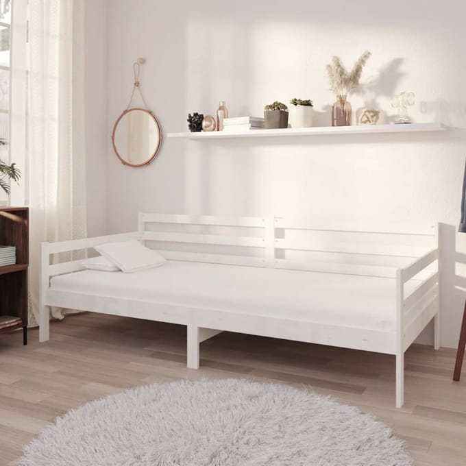vidaXL - Slaapbank - met - matras - massief - grenenhout - wit - 90x200 - cm