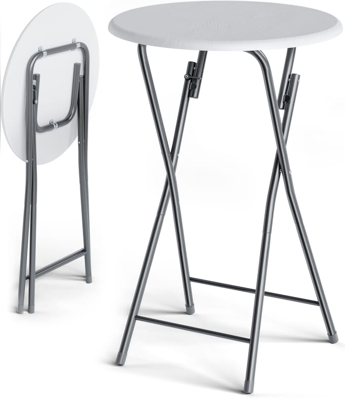 CASARIA Statafel Set van 2 - Inklapbaar houtlook 110cm Ø60cm - Wit