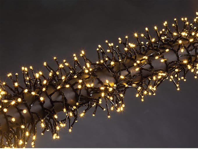Kuma LED, lichtslinger, 12 m, 1020 leds, warmwit, zwarte kabel, voor binnen en buiten, modulator, 24 V