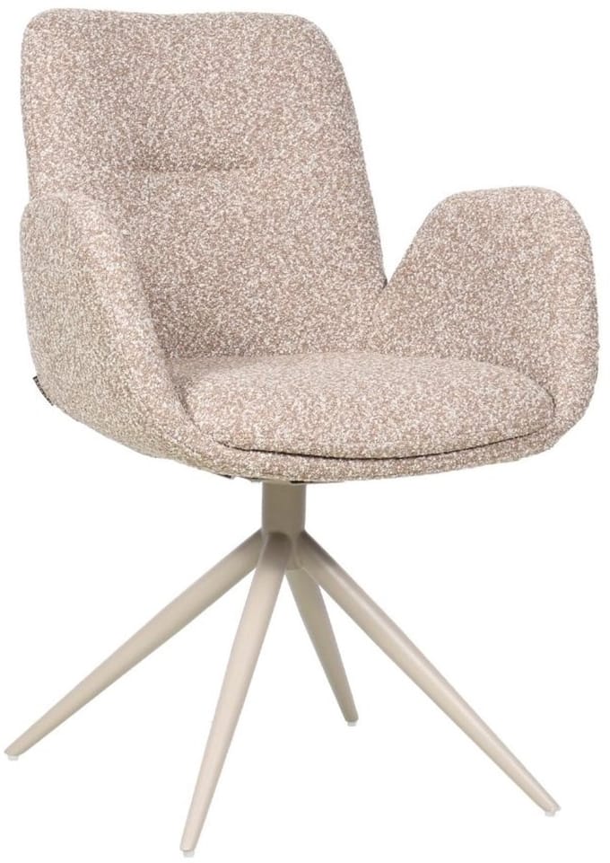 Bronx71® Eetkamerstoel Alex draaibaar bouclé bruin - stoel