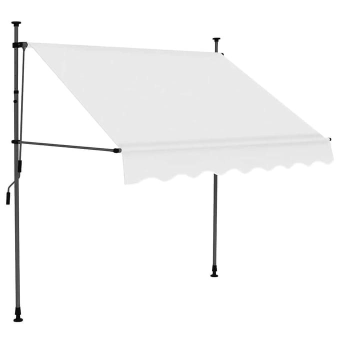 vidaXL - Luifel - handmatig - uitschuifbaar - met - LED - 150 - cm - crèmekleurig