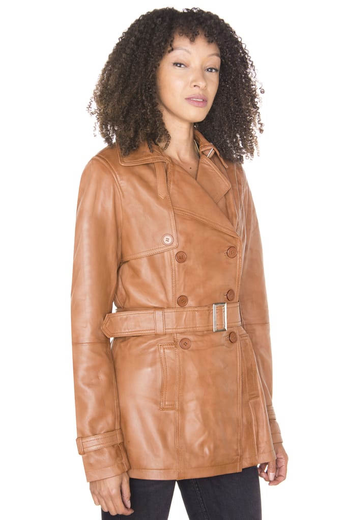 Trenchcoat van nappaleer voor dames-Mosul