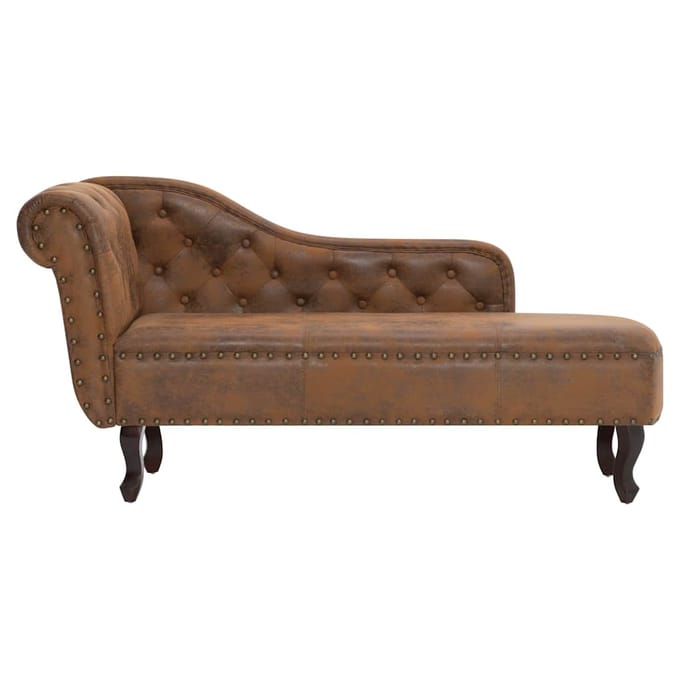 vidaXL - Chaise - longue - kunstsuède - bruin