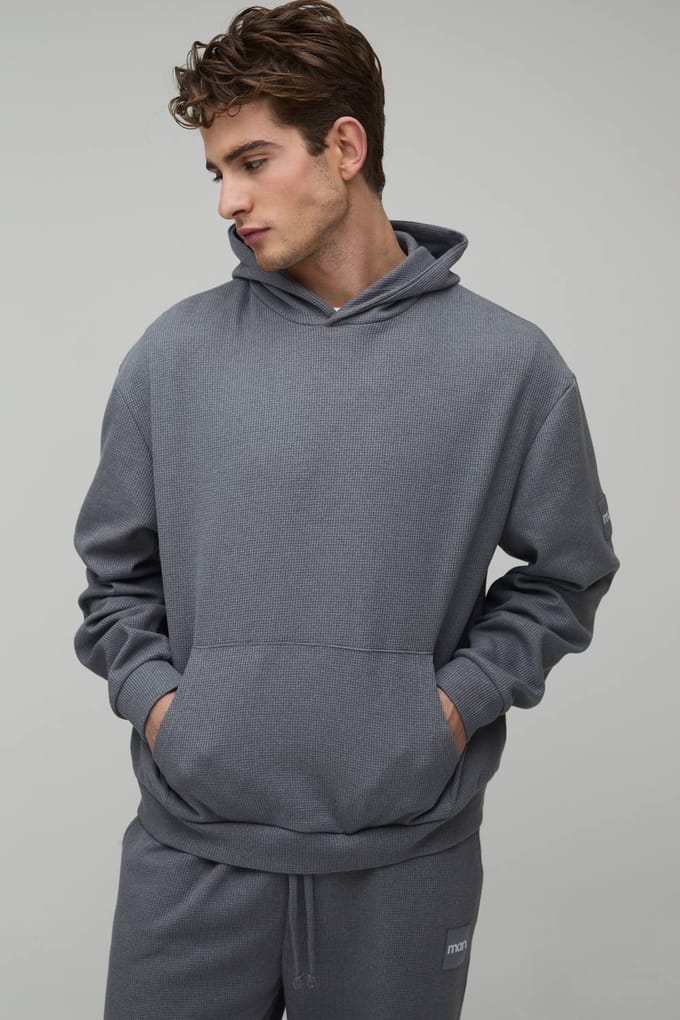 Oversized Boxy Wafel Capuchon Trainingspak | Grey | Size Medium