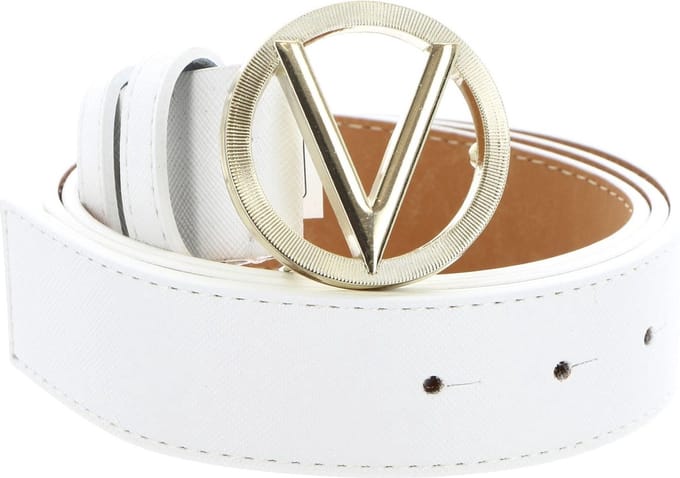 VALENTINO Riem Hampton Plaque Buckle Belt W85 Bian / Oro Wit
