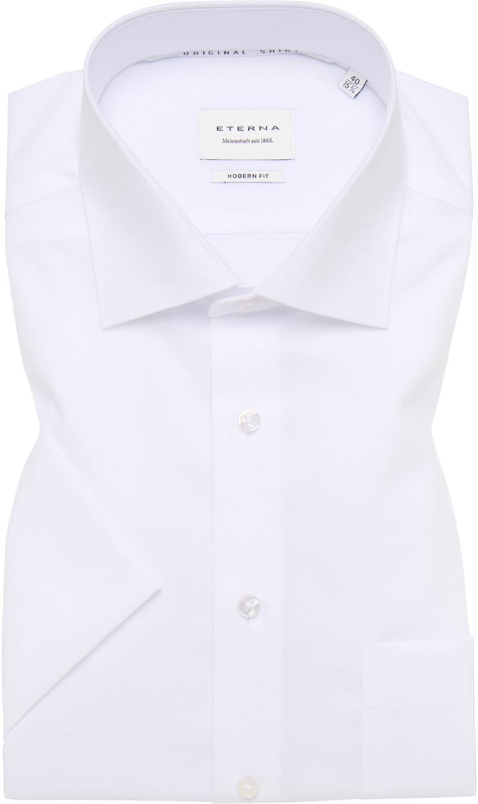 ETERNA modern fit overhemd korte mouw - popeline - wit - Strijkvrij - Boordmaat: 41 (EU maat: L)