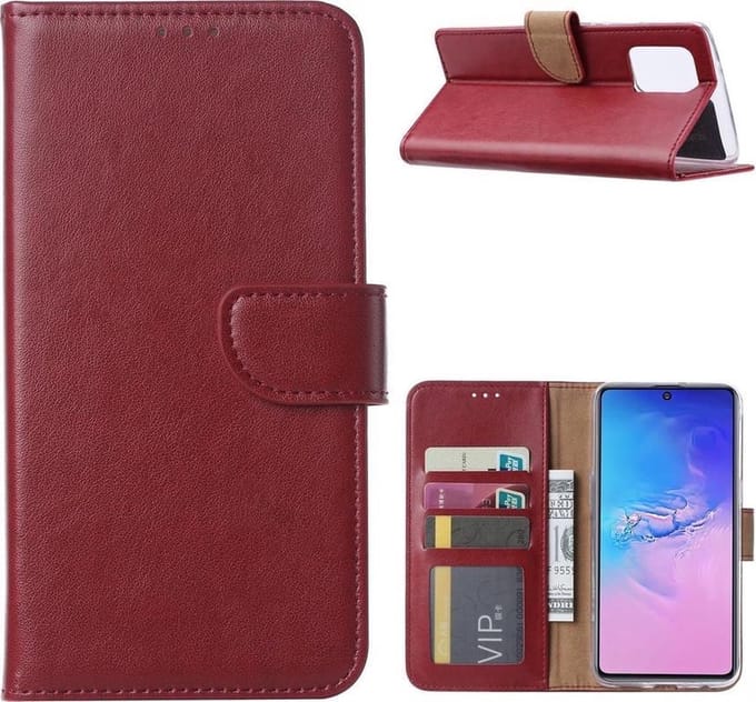 Bookcase Geschikt voor: Samsung Galaxy A91 - Bordeaux - Portemonnee hoesje