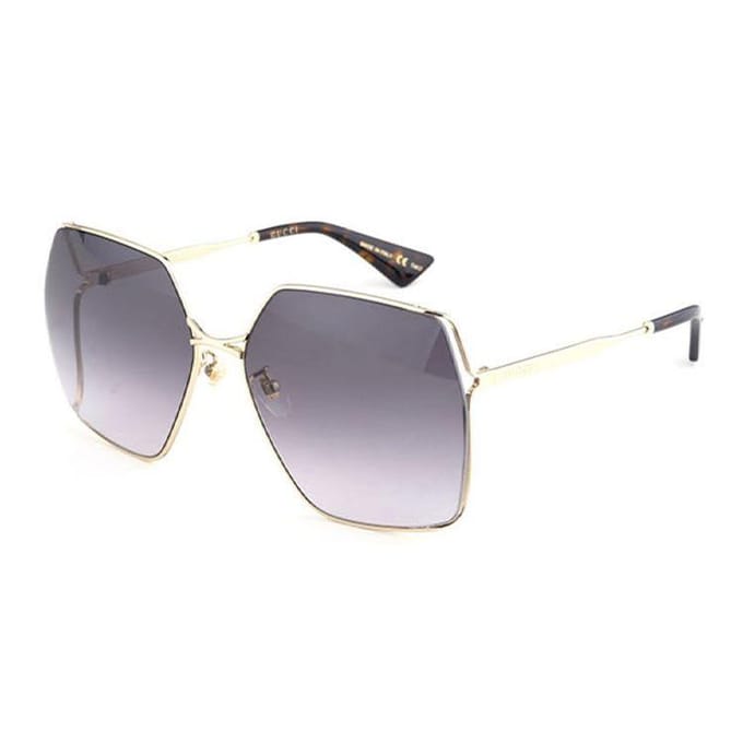 Gucci Metaal Visgraat Hol Groot Frame Vierkante Zonnebril Uniseks Zonnebril GG0817S-001 Dust Bag+Eyeglass Case (Random Color)