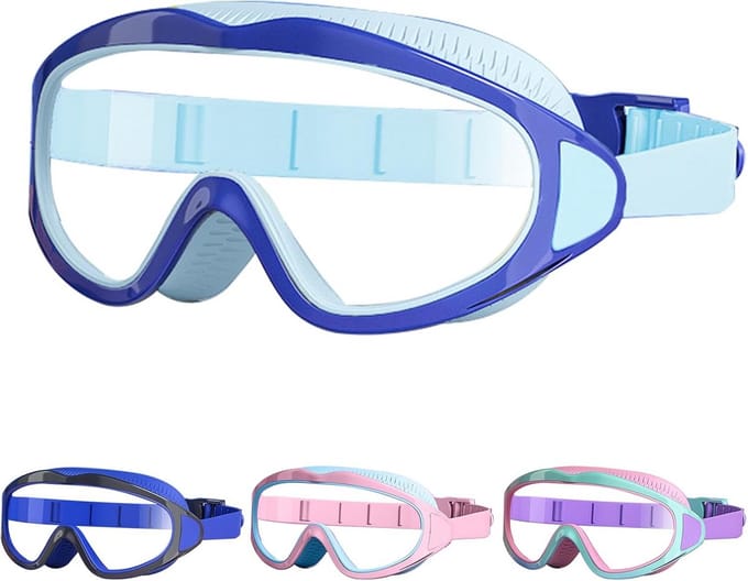 Zwembril voor kinderen 4-12 jaar - groot lens anti-fog waterdicht