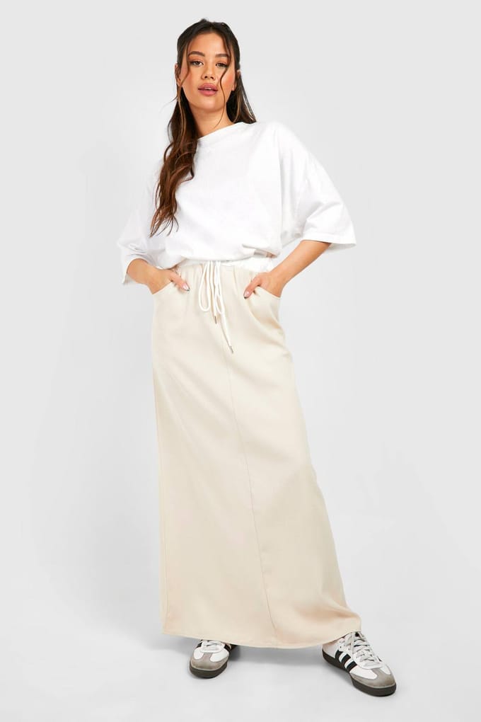 boohoo Dames Maxirok met taillebanddetails | Steen | Maat: 36