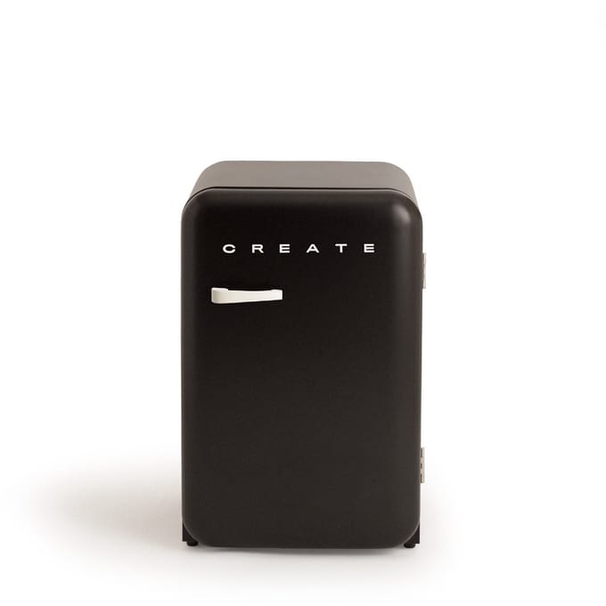 CREATE - Koelkast in retrostijl - Zwart - Handvat Gebroken wit - FRIDGE RETRO 107L