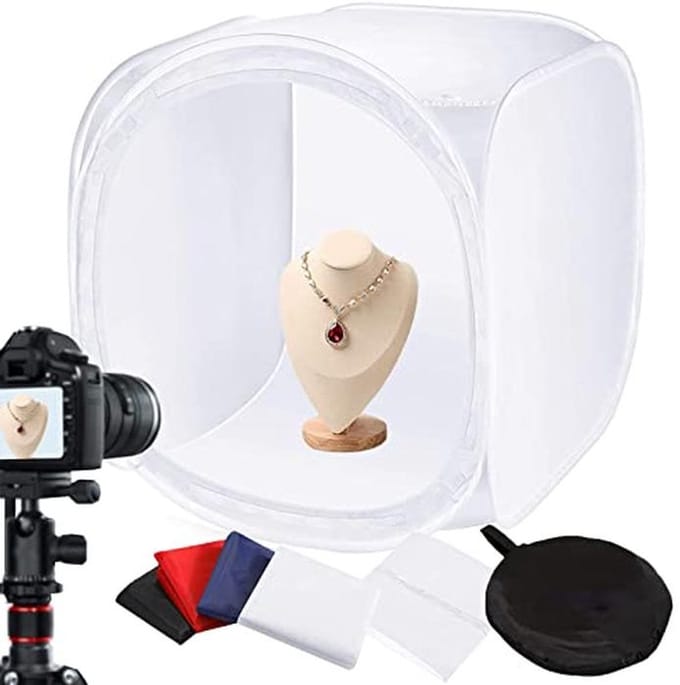Draagbare Fotostudio Lichtbak 60x60 cm met 4 Achtergronden