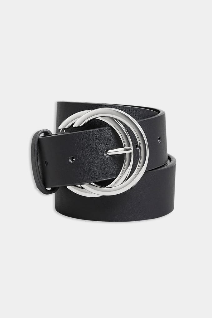 Yours Riem Met Dubbele Cirkel In Zilver/Zwartsize 42-44