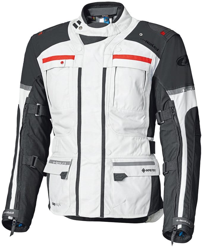 Held Carese Evo GTX Lichtgrijs Rood Textiele Motorjas - Jas