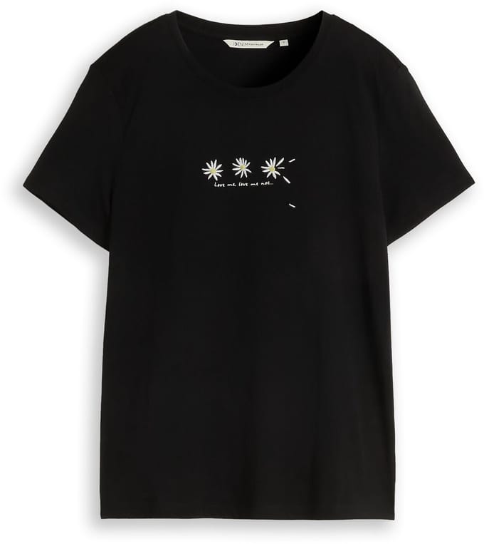 Tom Tailor Denim - T-shirt met borduursel - Maat M - deep black