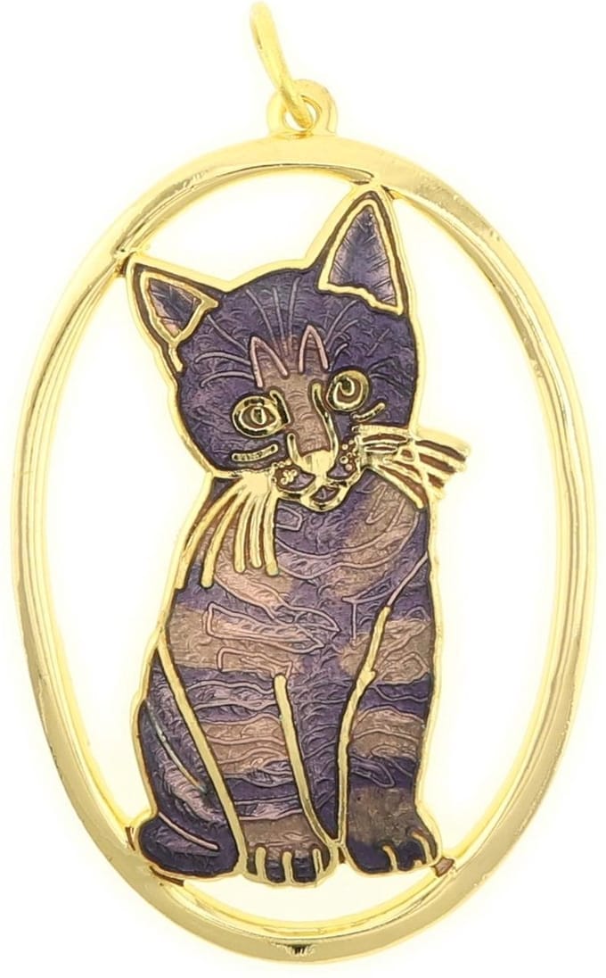 Behave - Hanger kat paars emaille goudkleur - artistieke eyecatcher