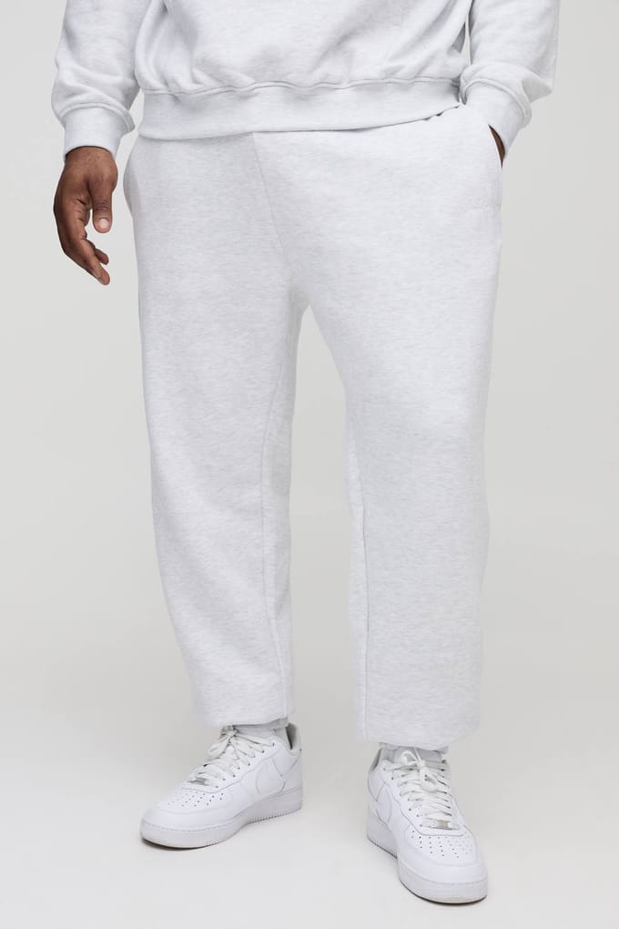 Plus Regular Fit Man Signature Joggers In Grey Marl | Size 2XL