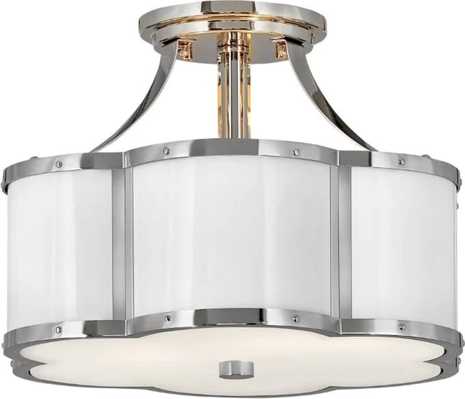 Hinkley LED Plafondlamp Chance | 2X E27 Max 60W | Dimbaar | Polished Nickel with Polished White