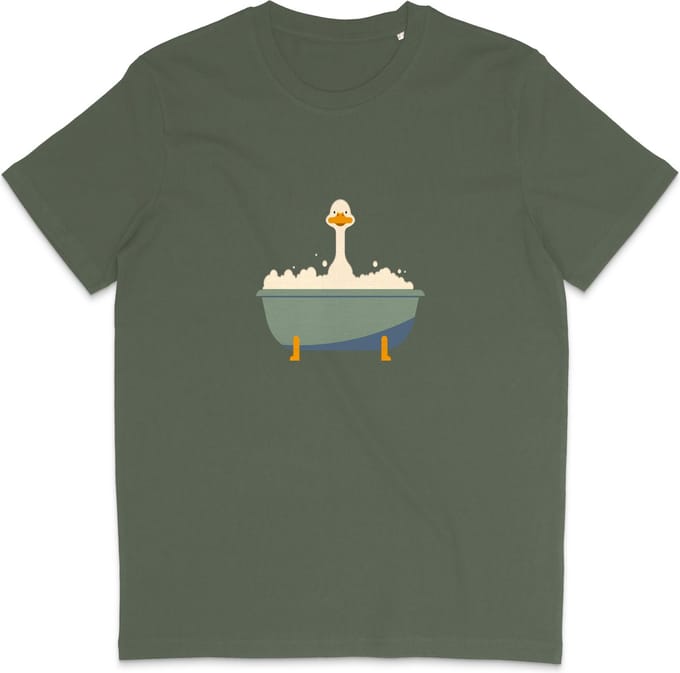 Grappig Heren en Dames T Shirt - Badeend - Khaki Groen - L
