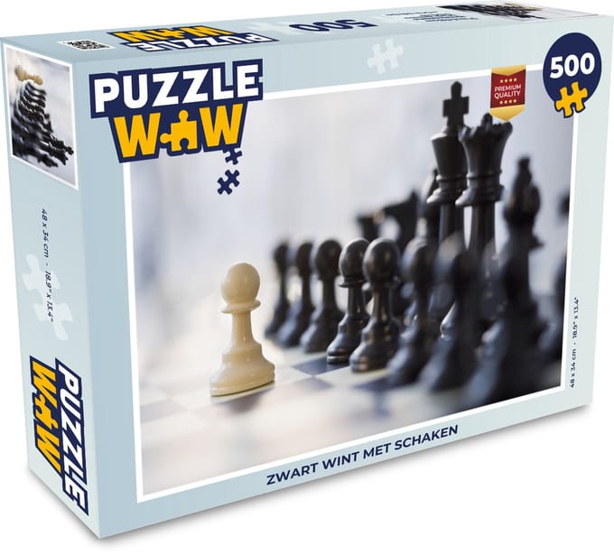 Puzzel Zwart wint met schaken - Legpuzzel - Puzzel 500 stukjes