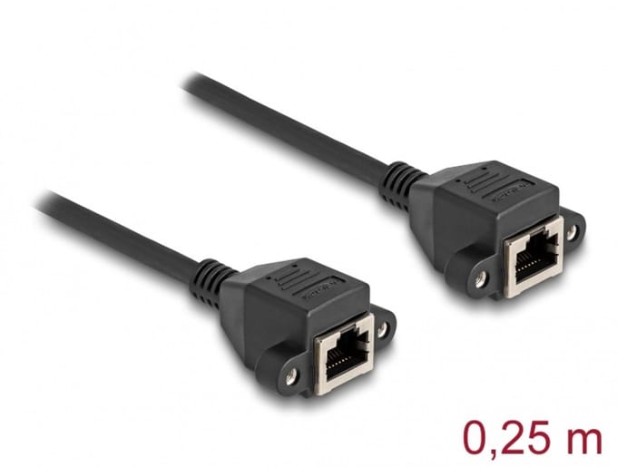Delock 80197 RJ50 Netwerkkabel, patchkabel Kabel S/FTP 0.25 m Zwart Afgeschermd 1 stuk(s)