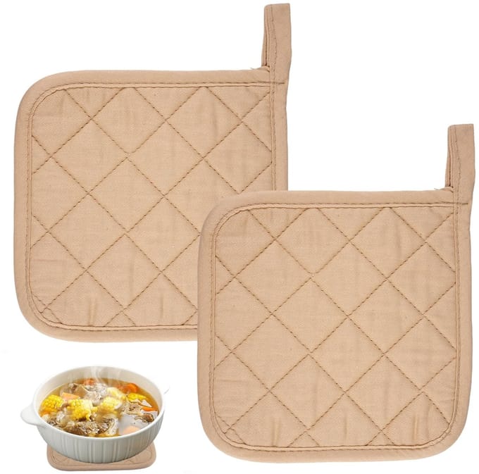 Dailygoods - Set van 2 Hittebestendige Pannenlappen van Katoen met Ophangoog