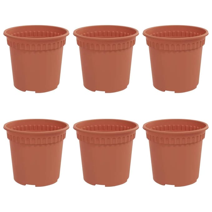 vidaXL - Ronde - Bloempot - 6 - st - Baksteenrood - Ø - 15 - x - 12 - cm - Kunststof
