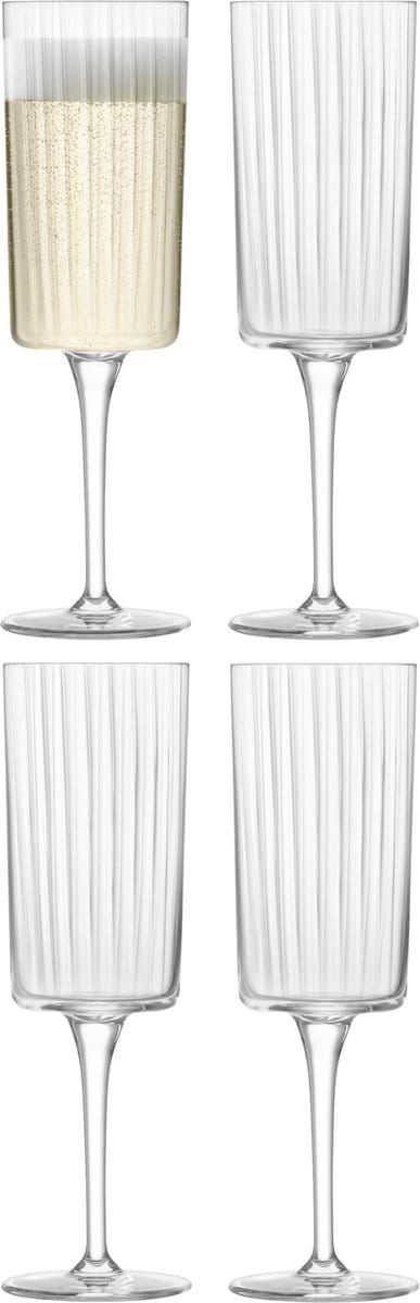 L.S.A. - Gio Line Champagne Flute 210 ml Set van 4 Stuks - Glas - Transparant