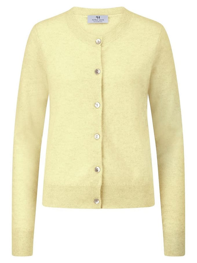 Cardigan en 100% kasjmier Van Peter Hahn geel