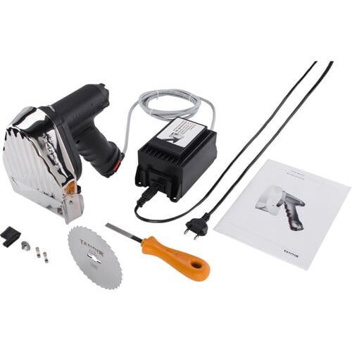 TANDIR® Elektrisch kebabmes II 100 - incl. 2 messen, slijpsteen, kabel & tafelvoeding zilver