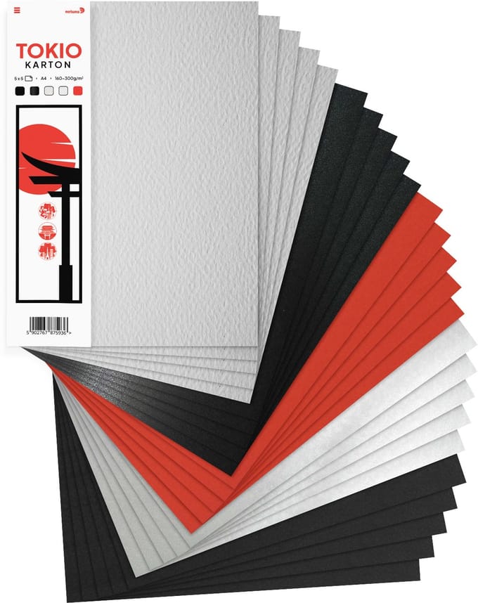 Netuno - set gekleurd Bristol-karton Tokio - 5x5 - A4 - 21 x 29,7 cm - 25 vellen