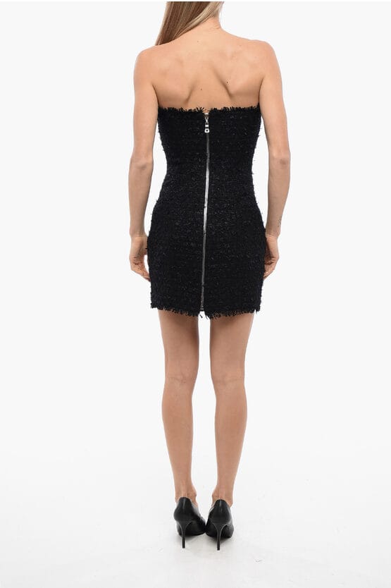 Bustier mini-jurk met juweelapplicatie in zwart