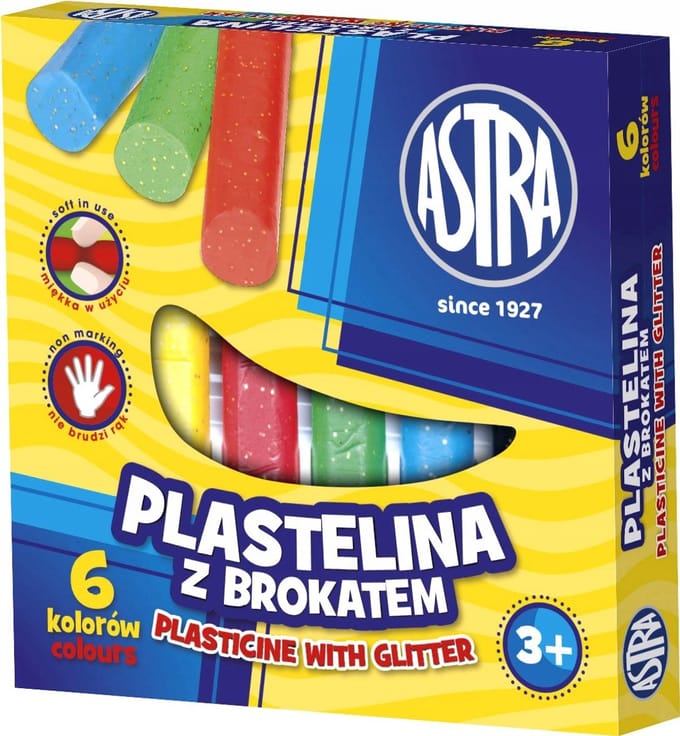 ASTRA Glitter Klei Set - 6 Levendige Kleuren voor Kinderen