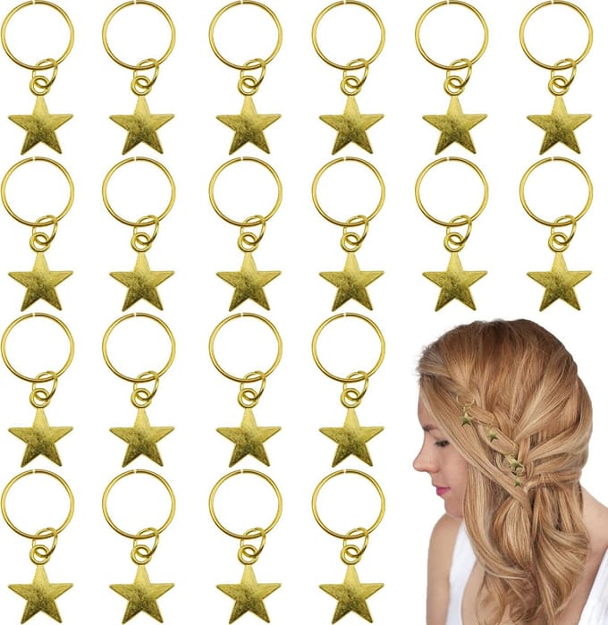 20 Stuks Gouden Ster Haarclips en Ringen voor Vlechten Kapsels Accessoires