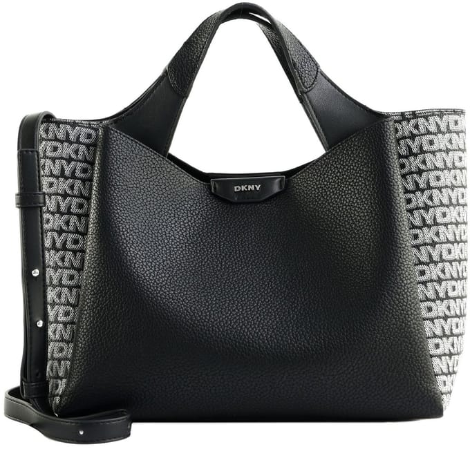 DKNY handtas schoudertas Willa Satchel Black / Silver zwart