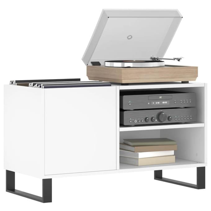 vidaXL - Platenkast - 85x38x48 - cm - bewerkt - hout - wit