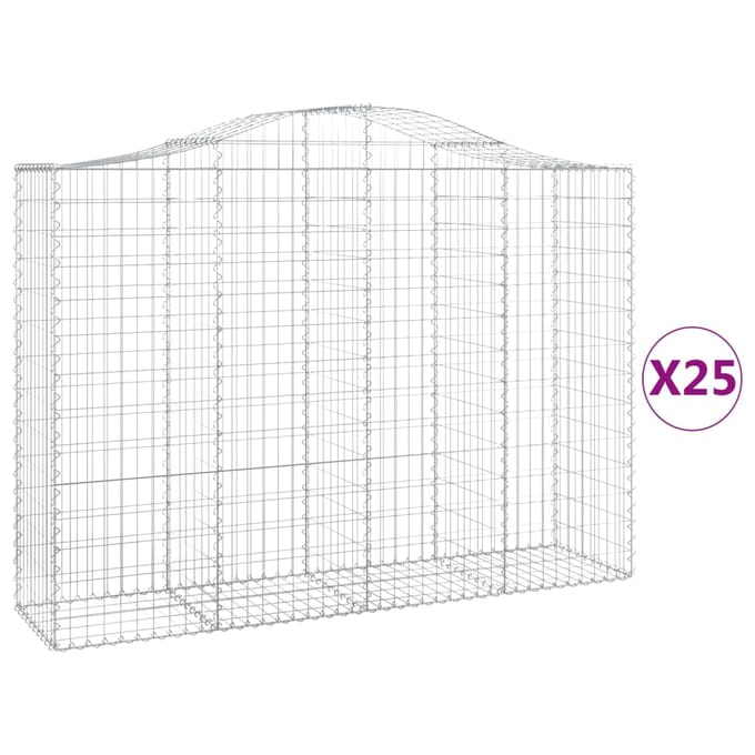 vidaXL - Schanskorven - 25 - st - gewelfd - 200x50x140/160 - cm - ijzer