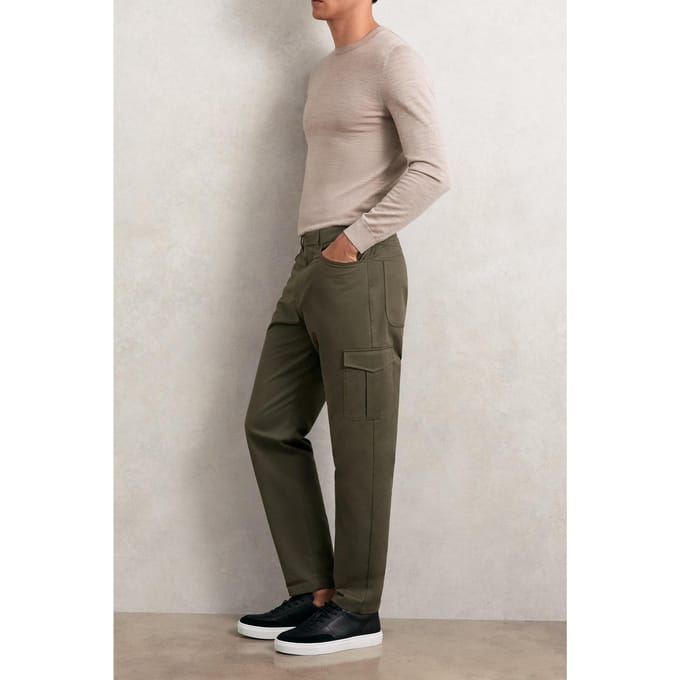 Reiss Cotton Cargo Trouser Olive Green Taglia: W32 | Pantaloni cargo Outlet | Uomo | Verde