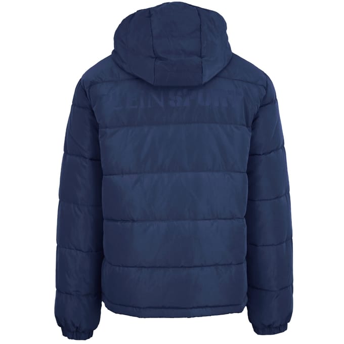 Plein Sport gewatteerd marineblauw jack met logo op de rug