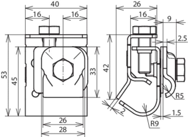 Dehn Bimetaalgootklem met dubbele klinknagel Cu-St/TZN - 339167