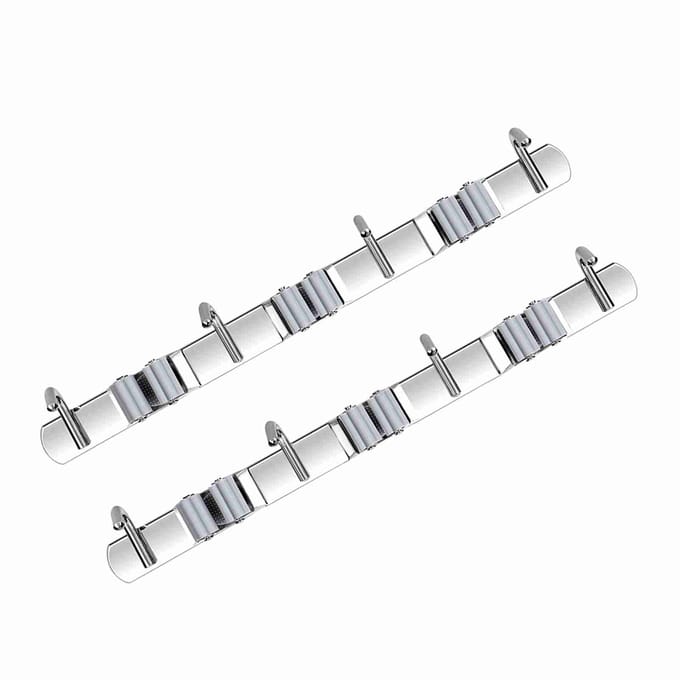 Bezemhouder RVS 3 Clips en 4 Haken Grijs Dweilhouder Pak van 2 voor Keuken white