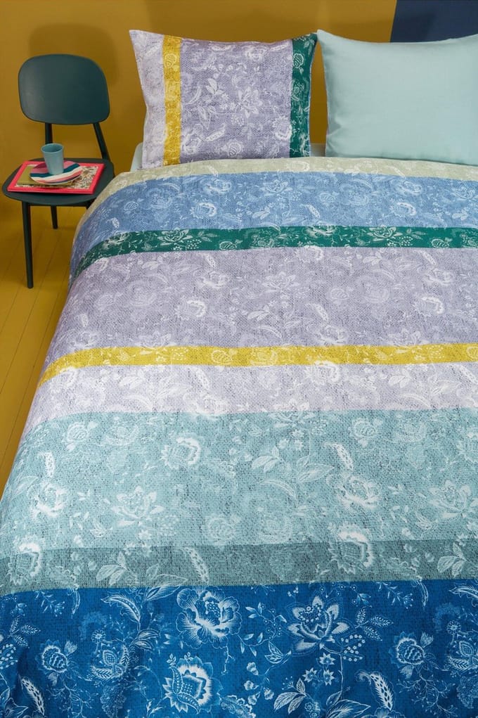 Blooming stripe dekbedovertrek blauw
