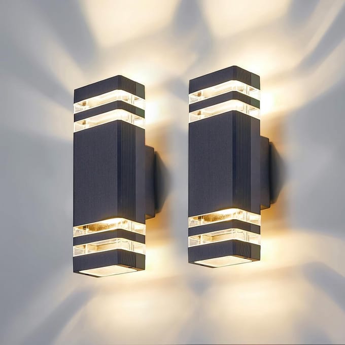 Led-buitenwandlamp 2 stuks IP65 waterdicht aluminium antraciet