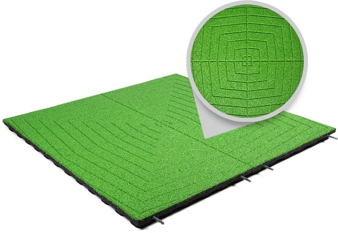Rubbermagazijn - Rubberen tegels - Groen design - Per 1 m² - Dikte 4,8cm - 100x100cm - Speelplaatstegel